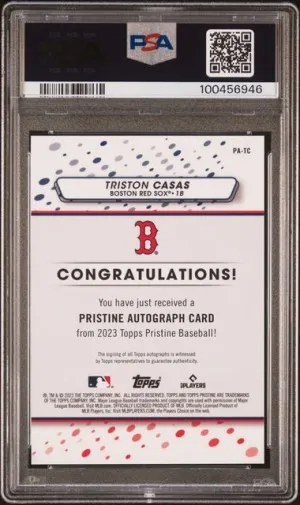 Triston Casas 2023 Topps Pristine Autograph #PATC PSA 10 back